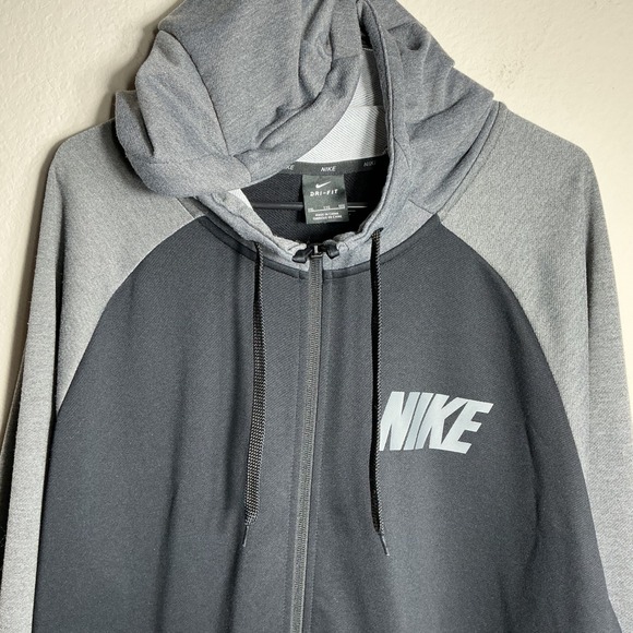 Nike Other - Nike‎ Full Zip Hoodie Mens XXL Black Grey Dri-FIT Raglan Training Jacket Hood